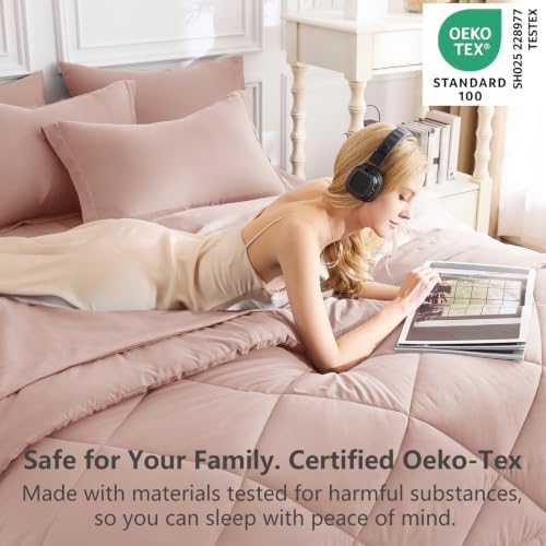 CozyLux Full Comforter Set 82"x86" Dusty Pink - Image 3
