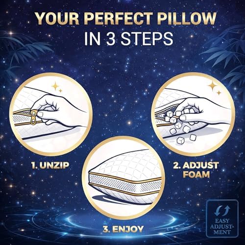 Royal Therapy 4-Pack King Memory Foam Pillow, Adjustable Shredded Odor-Free Bed - Image 4