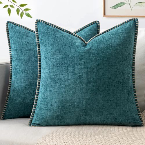 MIULEE Decorative Couch Throw Pillow Covers 18x18 Inch Dark Teal 2 Pack by MIULEE