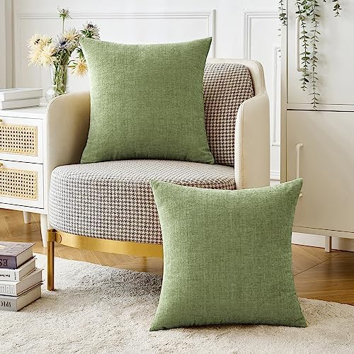 MIULEE Soft Chenille Throw Pillow Covers Sage Green 16x16 Inch Pack of 2 - Image 5