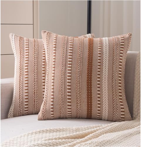 Cethom Boho Throw Pillow Covers 20x20 Inch Set of 2, Farmhouse Decorative Couch by Cethom