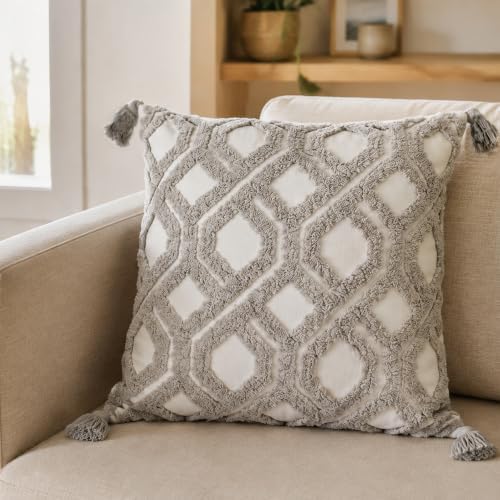 Boho Throw Pillow Covers 18x18 Tufted - Image 2