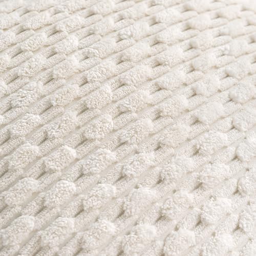 Set of 4 Grey White Taupe Decorative Throw Pillow Covers 24x24 Inch Corduroy - Image 7