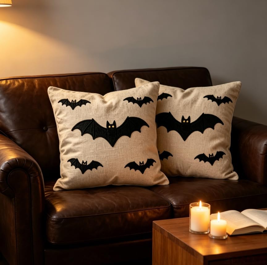 Halloween Bat Throw Pillow Covers, 18x18 Inch, No Insert Included - Image 5