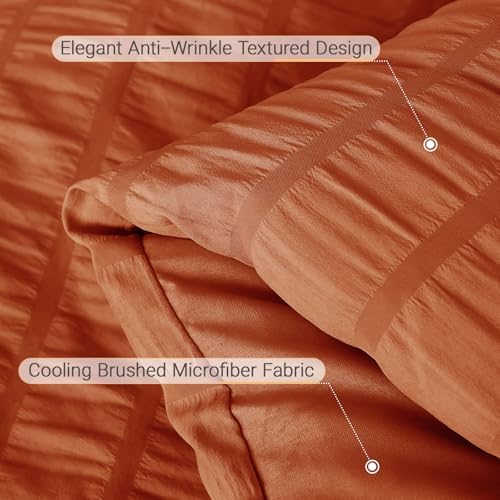 MUXHOMO 7 Pieces Oversized King Comforter Set, Seersucker Bed in a Bag - Image 6