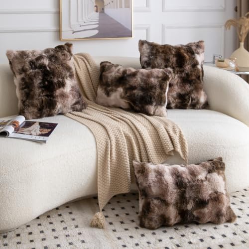 MADIZZ Pack of 2 Thick Plush Faux Wool Throw Pillow Covers Soft Throw Pillows - Image 4