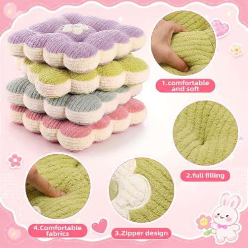 Reginary 4 Pcs Flower Pillow Flowers Shaped Throw Pillows Cute Flower Seating - Image 3
