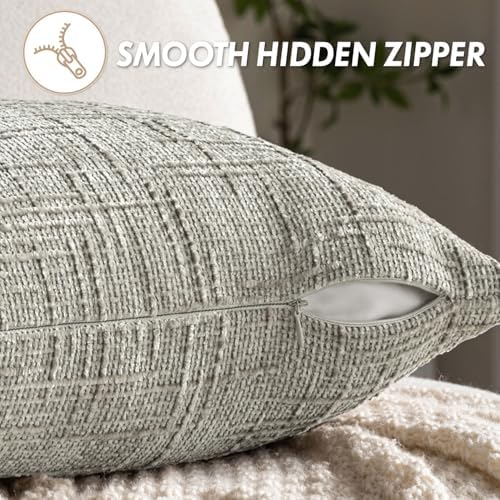 MIULEE Chenille Textured Throw Pillow Covers Light Grey 20x20 Set of 2 - Image 6