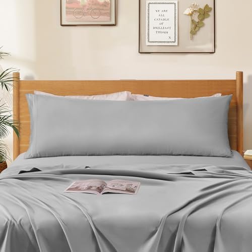 Horbaunal Microfiber Body Pillow Covers, Light Grey, 2 Pack - Image 5