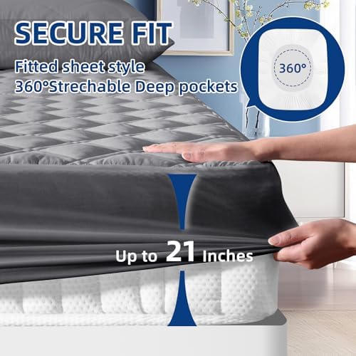 MEELUS Full Mattress Protector Waterproof, Fitted Deep Pocket 8"-21" - Image 5