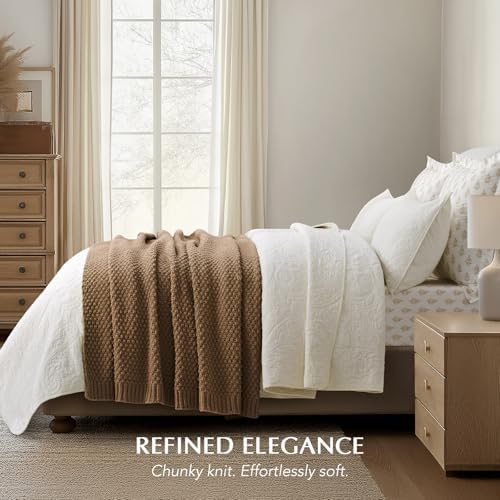 EVERGRACEHOME Chunky Chenille Knit Throw Blanket, 50 x 60, Camel Brown - Image 3