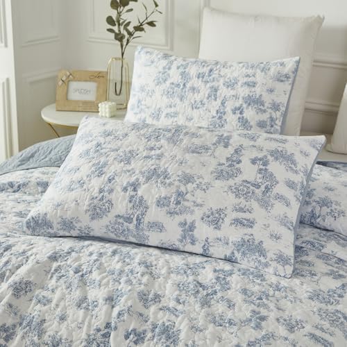 Brandream Quilted Pillow Shams Set of 2 Standard Size Cotton Pillow Cases Toile by Brandream