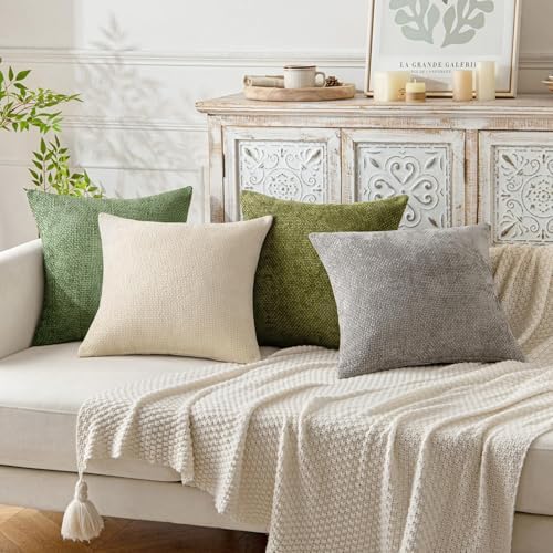 MIULEE Decorative Couch Throw Pillow Covers 20x20 Inch Sage Green 2 Pack - Image 4