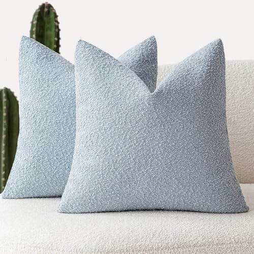 Foindtower Decorative Textured Boucle Throw Pillow Covers 18x18 Light Blue by Foindtower