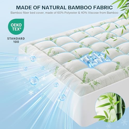 Waterproof Cal King Size Mattress Topper Viscose Derived from Bamboo, Extra - Image 2