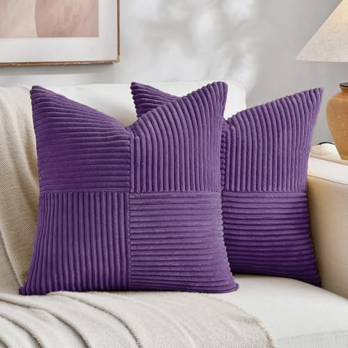 Fancy Homi 2 Packs Purple Decorative Throw Pillow Covers 20x20 Inch by Fancy+Homi