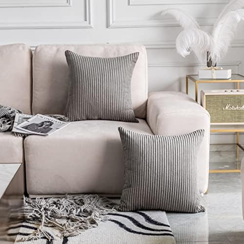 Home Brilliant 20 x 20 Pillow Covers Set of 2 Plush Corduroy Throw Pillow - Image 3