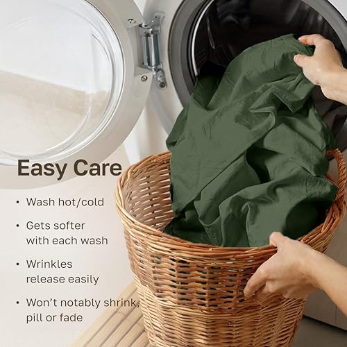 California Design Den Organic Cotton Twin Size Sheets, Olive Green - Image 6