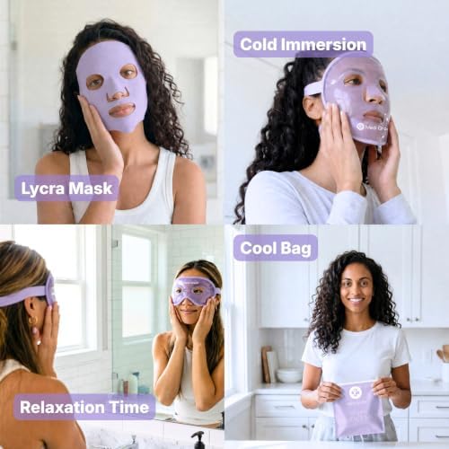 Medi Grade Face Ice Pack and Cooling Eye Mask Set, ChillGel Gel Mask Purple - Image 5