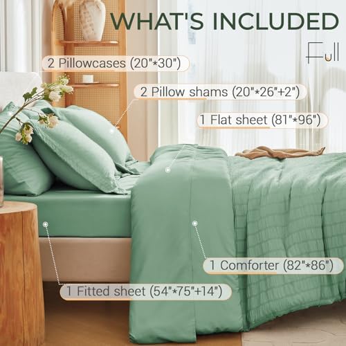 MUXHOMO 7 Pieces Full Comforter Set, Seersucker Bed in a Bag Full Size - Image 4