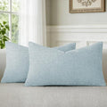 a moment Baby Blue Chenille Throw Pillow Covers 12x20 Inch Pack of 2 Modern by amoment