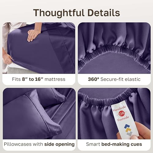 California Design Den Soft 100% Cotton Sateen Full Sheet Set - Image 4