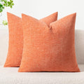 MIULEE Soft Chenille Throw Pillow Covers Coral Red 18x18 Inch Pack of 2 by MIULEE