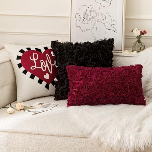 MIULEE Christmas 3D Decorative Romantic Stereo Chiffon Rose Flower Throw Pillow - Image 5