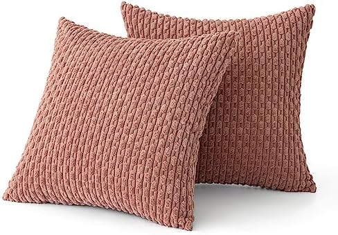MIULEE Decorative Throw Pillow Covers 18x18 Blush Pink Textured Corduroy - Image 6