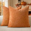 a moment Fall Orange Chenille Throw Pillow Covers 22x22 Inch Pack of 2 Modern by amoment