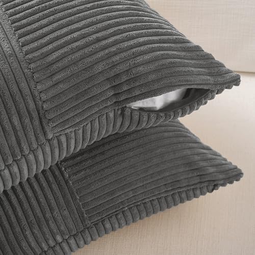 Fancy Homi 2 Packs Dark Gray Decorative Throw Pillow Covers 16x16 Inch - Image 4