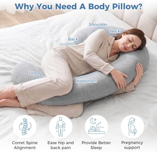 SweetSlubr Body Pillow, Memory Foam Pregnancy Pillow Leg Pillow 53.2x9.8in - Image 2