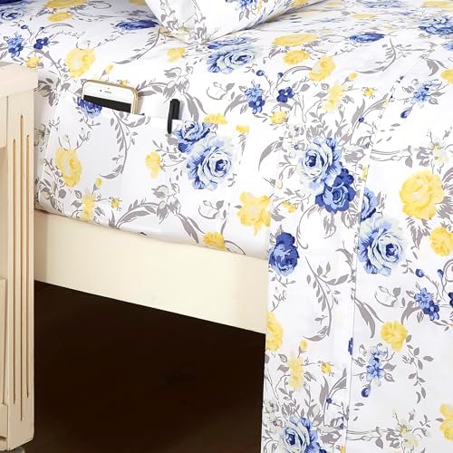 Elegant Comfort 6-Piece Sheet Set Deep Pocket Floral, Jenna Gold - Image 3