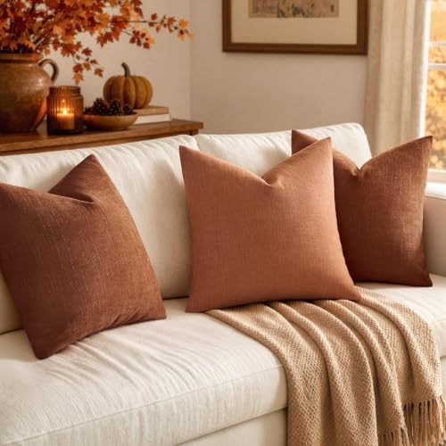 MIULEE Pack of 2 Decorative Linen Burlap Textured Pillow Covers Fall Farmhouse - Image 4