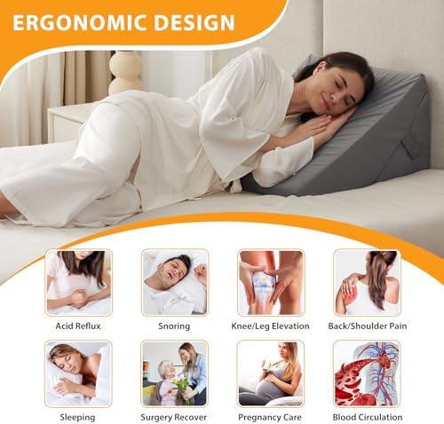 Ruqmuis Wedge Pillow Set for After Surgery, Adjustable 9&12 Inch Bed Wedge - Image 6