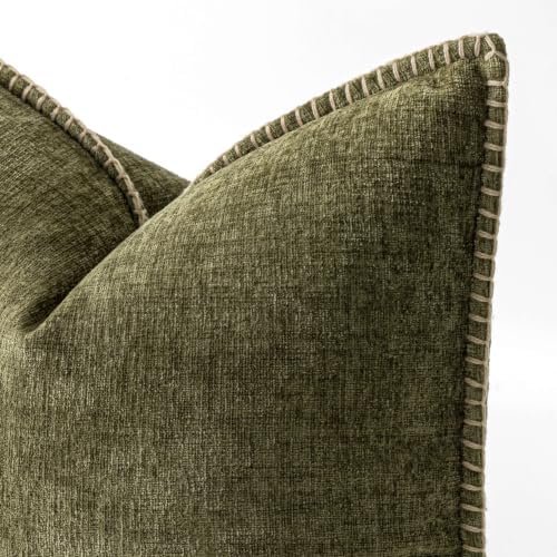 MIULEE Decorative Couch Throw Pillow Covers 16x16 Inch Olive Green 2 Pack - Image 2