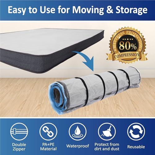 Foam Mattress Vacuum Bag with Blue Zipper & 4 Straps, Twin/Twin XL - Image 2
