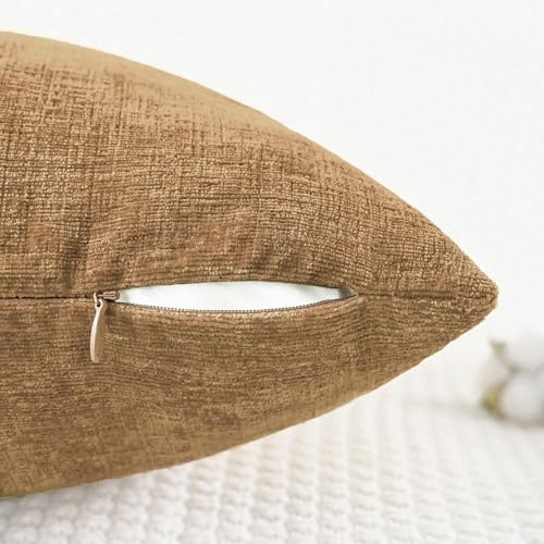 CaliTime Decorative Couch Throw Pillow Covers 18 X 18 Inches Apricot Brown - Image 3