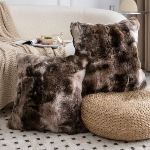 MADIZZ Pack of 2 Thick Plush Faux Wool Throw Pillow Covers Soft Throw Pillows - Image 2