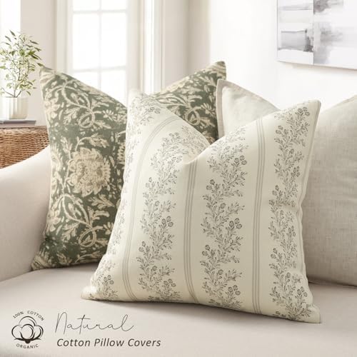 Vintage Throw Pillow Covers 12x20 Set of 2, Striped Floral Pillow Cover - Image 2