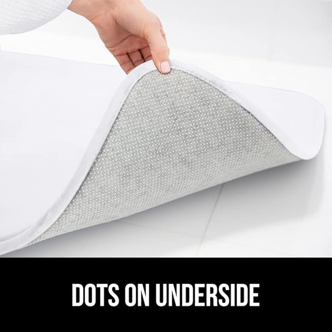 GORILLA GRIP Thick Memory Foam Bath Rugs, Soft Absorbent Velvet Bathroom Mats, Durable Dots on Underside, Machine Washable Bathmat, Carpet Rug Room Decor for Shower Floor, 42x24 Mat, White