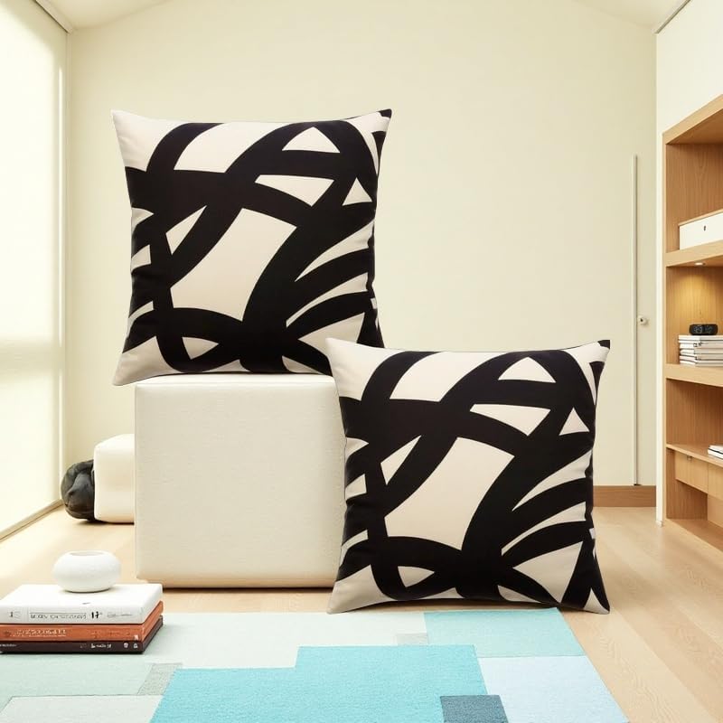 2pcs Decorative Abstract Art Boho Line Outdoor Pillow Case Square Cushion Covers - Image 5