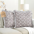 CPC Mocha Regal Hand Block Print 100% Cotton Ruffle Throw Pillow Cover 24x24 by COTTONPRINTCLUB