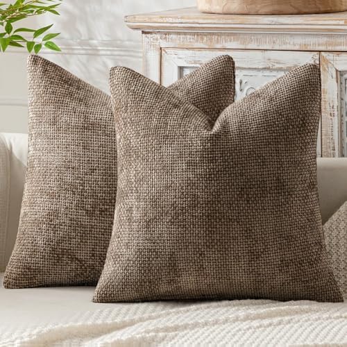 MIULEE Decorative Couch Throw Pillow Covers 22x22 Inch Brown 2 Pack by MIULEE
