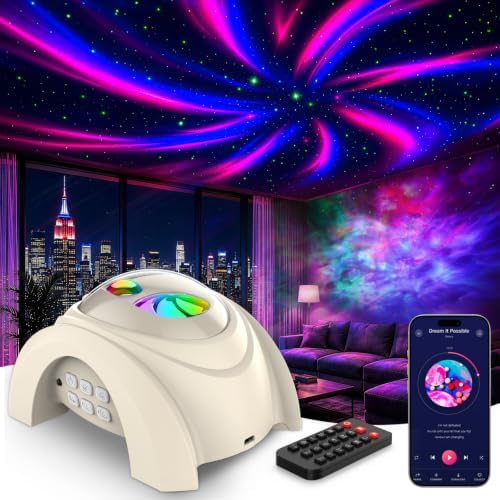 Rossetta Dual Lens Galaxy Star Aurora Projector Night Light for Bedroom by Rossetta