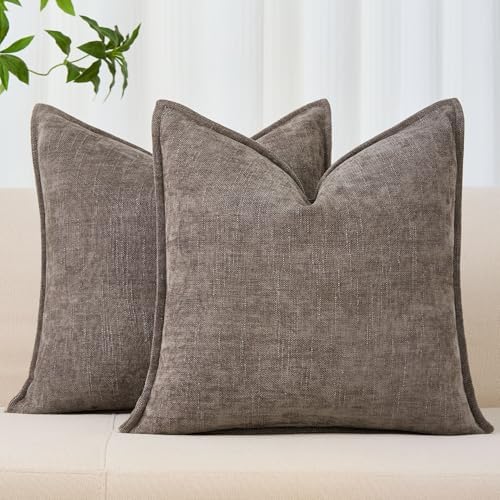 Allorry Throw Pillow Covers 24x24 Grey Chenille Solid Home DecorSY014A24 by Allorry