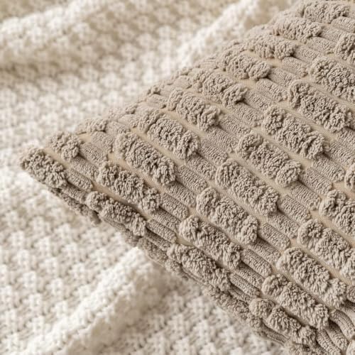 MIULEE Lumbar Corduroy Decorative Throw Pillow Covers 24x12 Light Brown - Image 5
