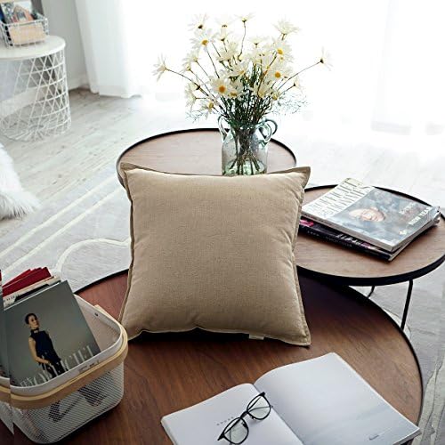 Jeanerlor Solid Natural Cotton Linen Decoration 18"x18" Throw Pillow Sham - Image 3