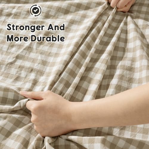 SONORO KATE 100% French Linen Queen Size Sheets Set, Natural Flax Bedding - Image 4