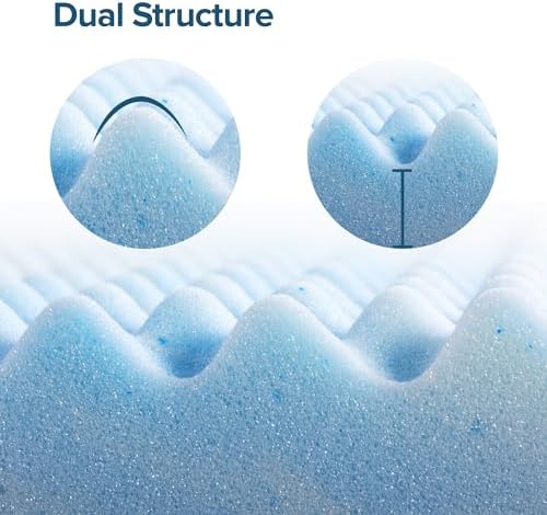 ZINUS 1.5 Inch Swirl Gel Cooling Memory Foam Mattress Topper, More Convenient - Image 4